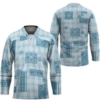 Hawaiian Quilt Tapa On Cold Blue Palaka Motifs Hockey Jersey LT7 - Polynesian Pride