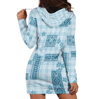 Hawaiian Quilt Tapa On Cold Blue Palaka Motifs Hoodie Dress LT7 - Polynesian Pride