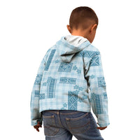 Hawaiian Quilt Tapa On Cold Blue Palaka Motifs Kid Hoodie LT7 - Polynesian Pride