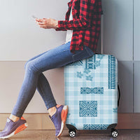 Hawaiian Quilt Tapa On Cold Blue Palaka Motifs Luggage Cover LT7 - Polynesian Pride