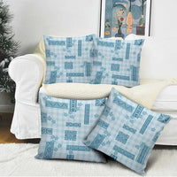 Hawaiian Quilt Tapa On Cold Blue Palaka Motifs Pillow Cover LT7 - Polynesian Pride