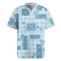 Hawaiian Quilt Tapa On Cold Blue Palaka Motifs Rugby Jersey LT7 Azure - Polynesian Pride