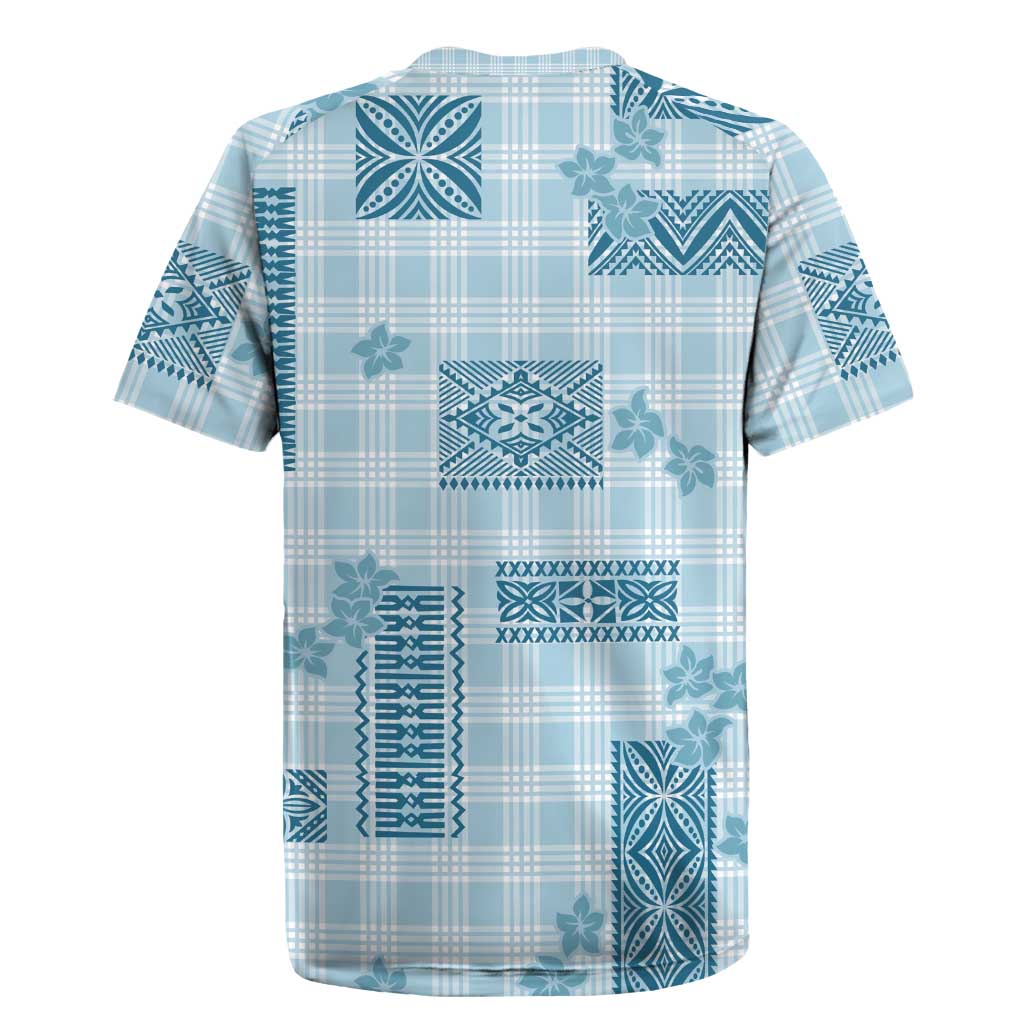 Hawaiian Quilt Tapa On Cold Blue Palaka Motifs Rugby Jersey LT7 - Polynesian Pride