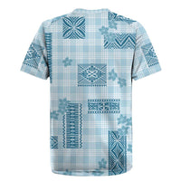 Hawaiian Quilt Tapa On Cold Blue Palaka Motifs Rugby Jersey LT7 - Polynesian Pride