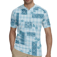 Hawaiian Quilt Tapa On Cold Blue Palaka Motifs Rugby Jersey LT7 - Polynesian Pride