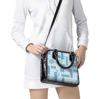 Hawaiian Quilt Tapa On Cold Blue Palaka Motifs Shoulder Handbag LT7 - Polynesian Pride