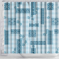 Hawaiian Quilt Tapa On Cold Blue Palaka Motifs Shower Curtain