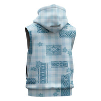 Hawaiian Quilt Tapa On Cold Blue Palaka Motifs Sleeveless Zip Hoodie LT7 - Polynesian Pride