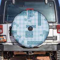 Hawaiian Quilt Tapa On Cold Blue Palaka Motifs Spare Tire Cover LT7 Azure - Polynesian Pride