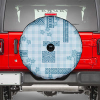 Hawaiian Quilt Tapa On Cold Blue Palaka Motifs Spare Tire Cover LT7 - Polynesian Pride
