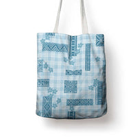 Hawaiian Quilt Tapa On Cold Blue Palaka Motifs Tote Bag LT7 - Polynesian Pride