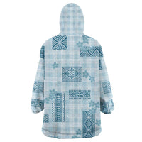 Hawaiian Quilt Tapa On Cold Blue Palaka Motifs Wearable Blanket Hoodie LT7 - Polynesian Pride