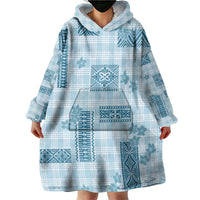 Hawaiian Quilt Tapa On Cold Blue Palaka Motifs Wearable Blanket Hoodie LT7 - Polynesian Pride