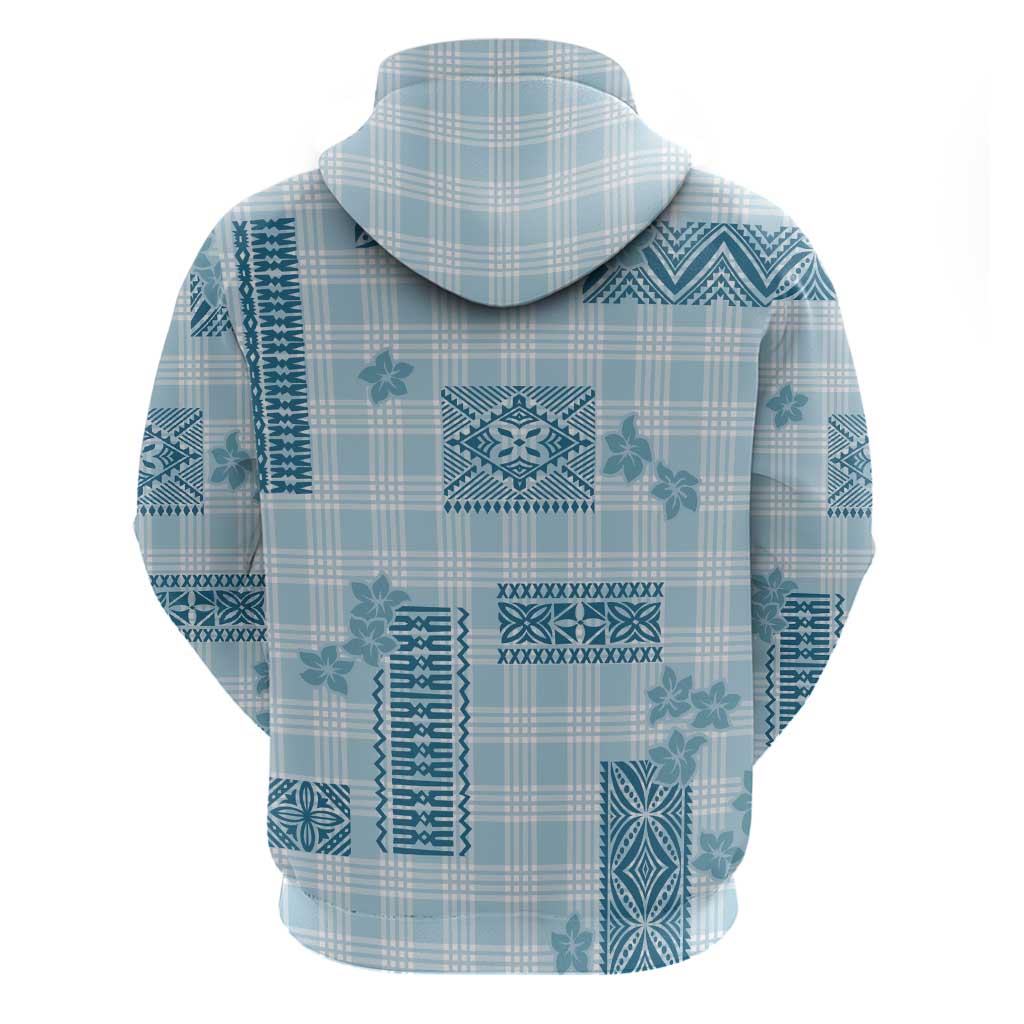 Hawaiian Quilt Tapa On Cold Blue Palaka Motifs Zip Hoodie LT7 - Polynesian Pride