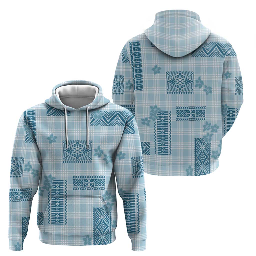 Hawaiian Quilt Tapa On Cold Blue Palaka Motifs Zip Hoodie LT7 - Polynesian Pride