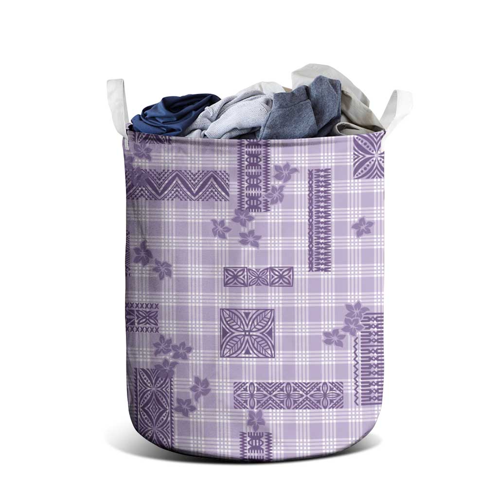 Hawaiian Quilt Tapa On Lilac Palaka Motifs Laundry Basket LT7 - Polynesian Pride