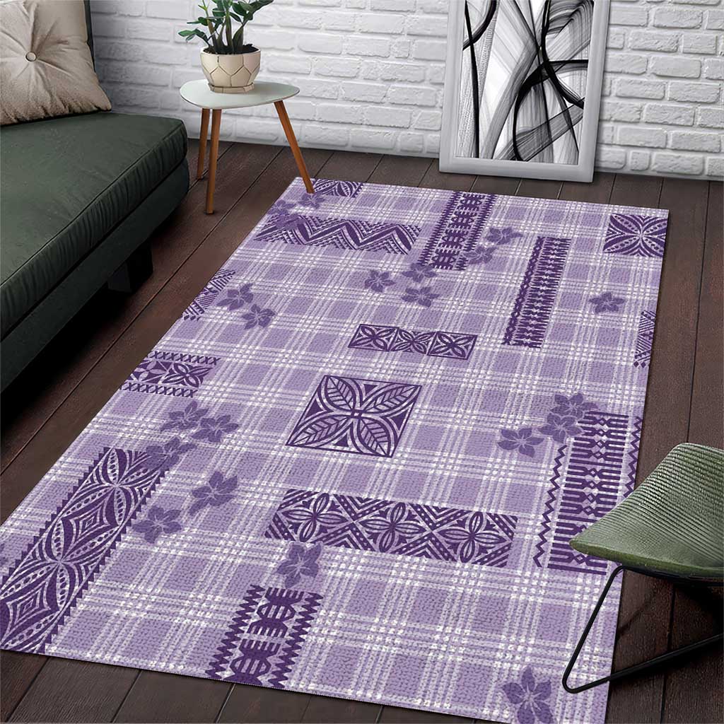 Hawaiian Quilt Tapa On Lilac Palaka Motifs Area Rug LT7 Lilac - Polynesian Pride