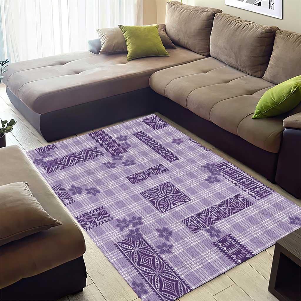 Hawaiian Quilt Tapa On Lilac Palaka Motifs Area Rug LT7 - Polynesian Pride