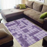 Hawaiian Quilt Tapa On Lilac Palaka Motifs Area Rug LT7 - Polynesian Pride