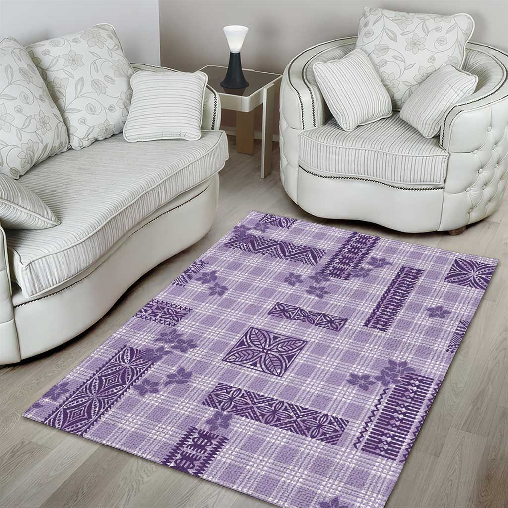 Hawaiian Quilt Tapa On Lilac Palaka Motifs Area Rug LT7 - Polynesian Pride