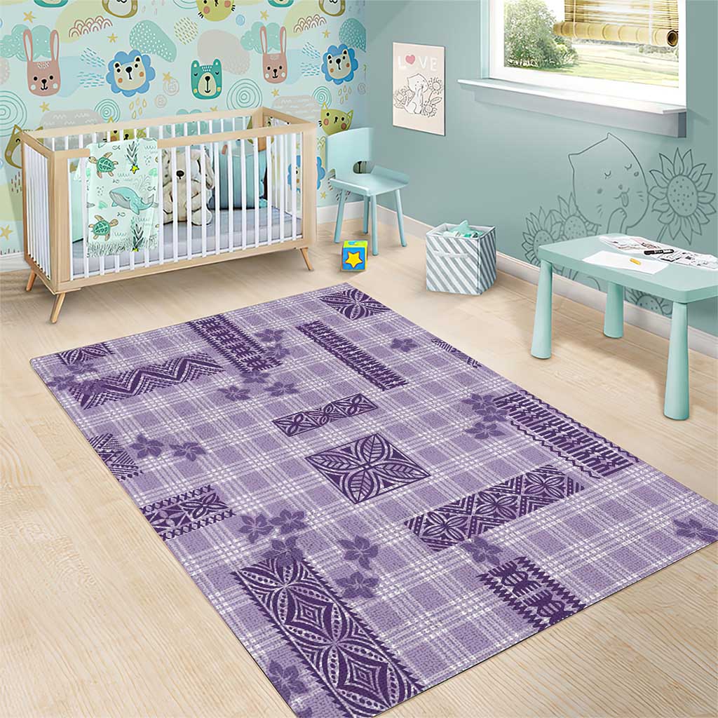 Hawaiian Quilt Tapa On Lilac Palaka Motifs Area Rug LT7 - Polynesian Pride