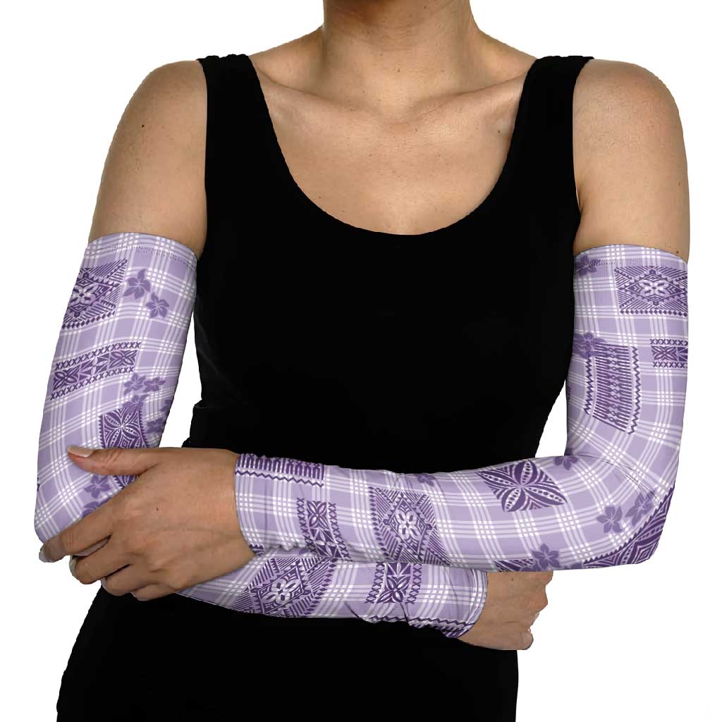 Hawaiian Quilt Tapa On Lilac Palaka Motifs Arm Sleeves LT7 - Polynesian Pride