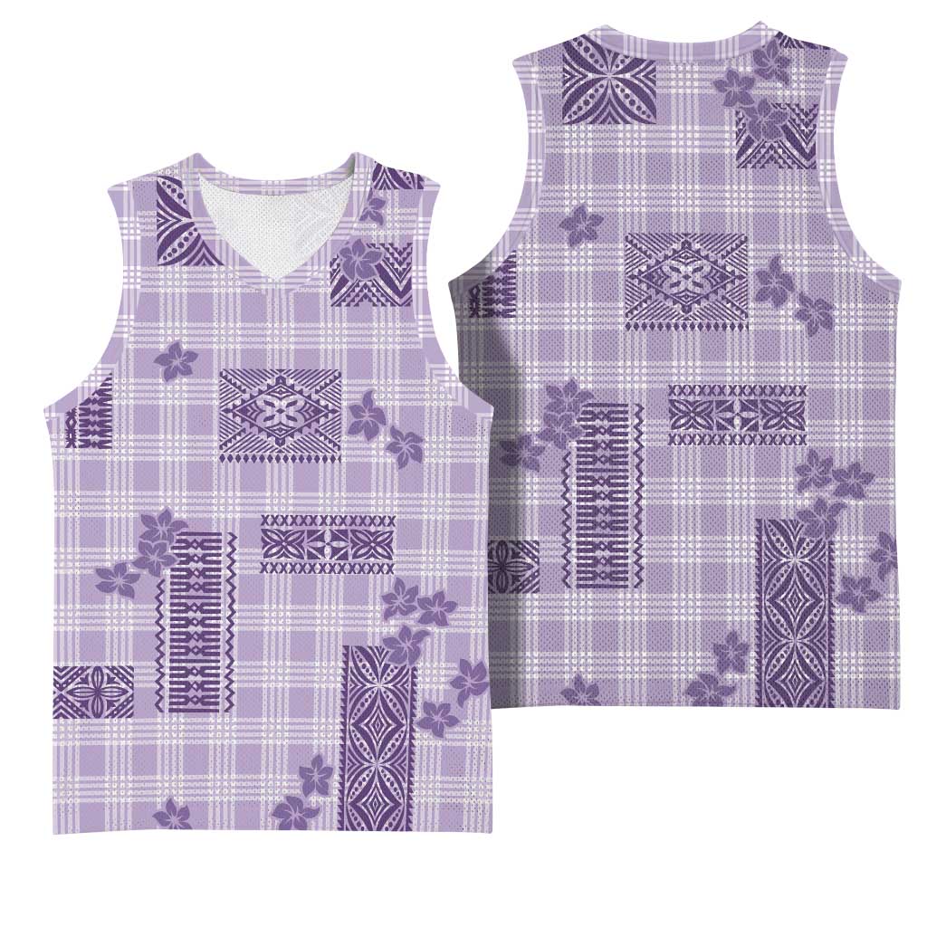 Hawaiian Quilt Tapa On Lilac Palaka Motifs Basketball Jersey LT7 - Polynesian Pride