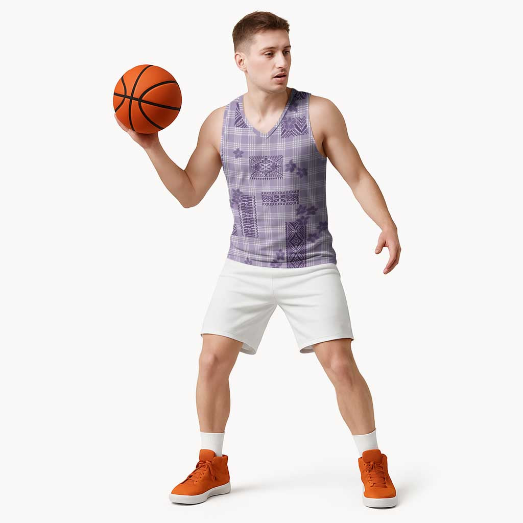 Hawaiian Quilt Tapa On Lilac Palaka Motifs Basketball Jersey LT7 - Polynesian Pride