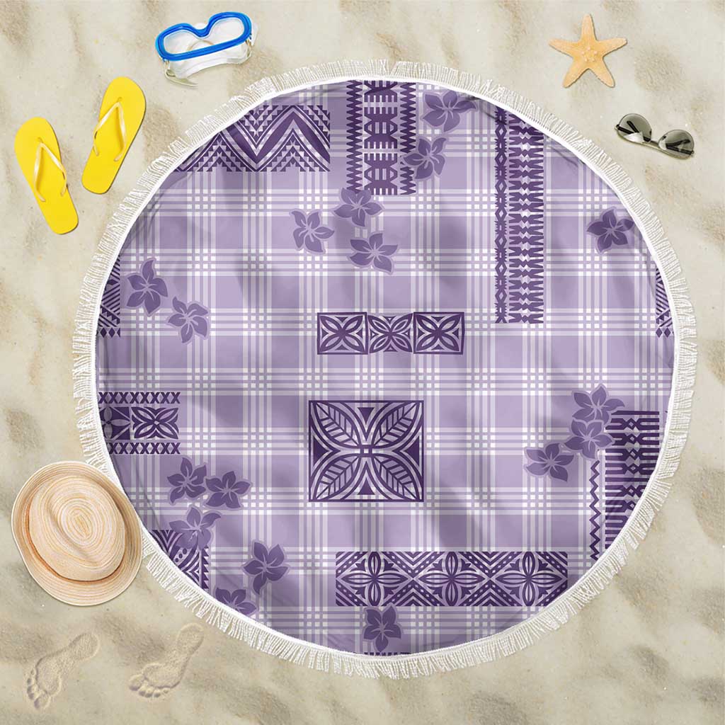 Hawaiian Quilt Tapa On Lilac Palaka Motifs Beach Blanket LT7 One Size 150cm Lilac - Polynesian Pride