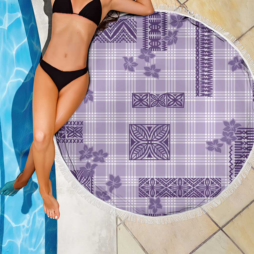 Hawaiian Quilt Tapa On Lilac Palaka Motifs Beach Blanket LT7 - Polynesian Pride