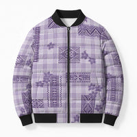 Hawaiian Quilt Tapa On Lilac Palaka Motifs Bomber Puffer Jacket LT7 Unisex Lilac - Polynesian Pride