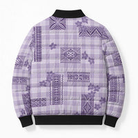 Hawaiian Quilt Tapa On Lilac Palaka Motifs Bomber Puffer Jacket LT7 - Polynesian Pride