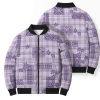 Hawaiian Quilt Tapa On Lilac Palaka Motifs Bomber Puffer Jacket LT7 - Polynesian Pride