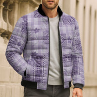 Hawaiian Quilt Tapa On Lilac Palaka Motifs Bomber Puffer Jacket LT7 - Polynesian Pride