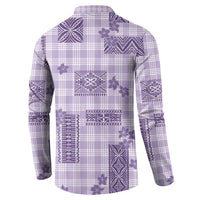 Hawaiian Quilt Tapa On Lilac Palaka Motifs Button Sweatshirt LT7 - Polynesian Pride