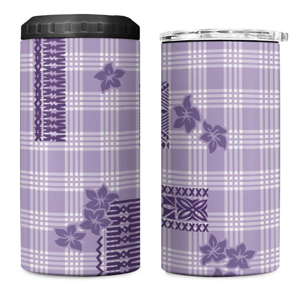 Hawaiian Quilt Tapa On Lilac Palaka Motifs 4 in 1 Can Cooler Tumbler LT7 One Size: 16 oz Lilac - Polynesian Pride