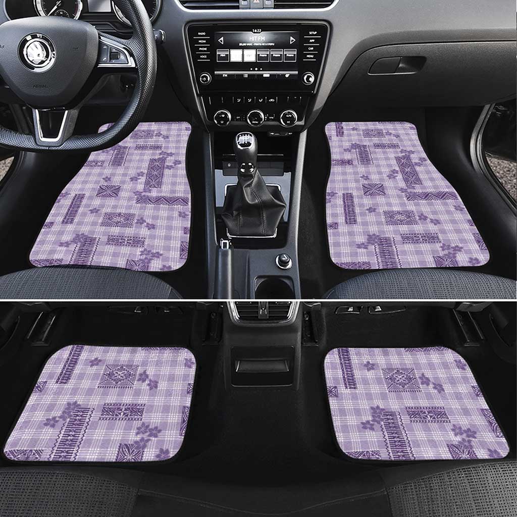 Hawaiian Quilt Tapa On Lilac Palaka Motifs Car Mats LT7 Set 4pcs Lilac - Polynesian Pride