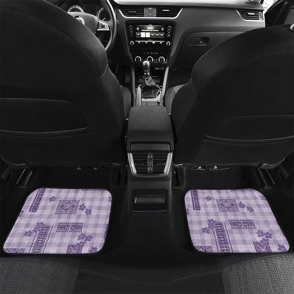 Hawaiian Quilt Tapa On Lilac Palaka Motifs Car Mats LT7 Set 2pcs - Back Lilac - Polynesian Pride