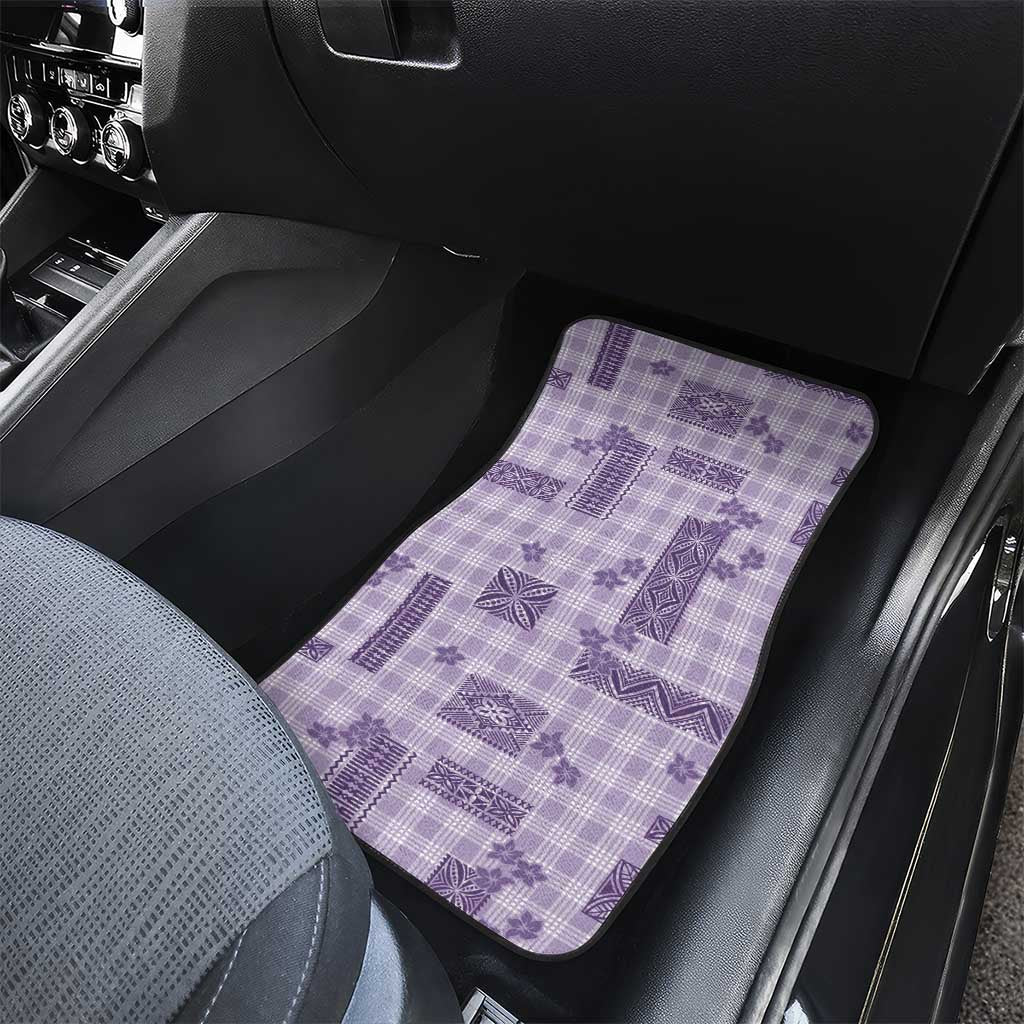 Hawaiian Quilt Tapa On Lilac Palaka Motifs Car Mats LT7 - Polynesian Pride