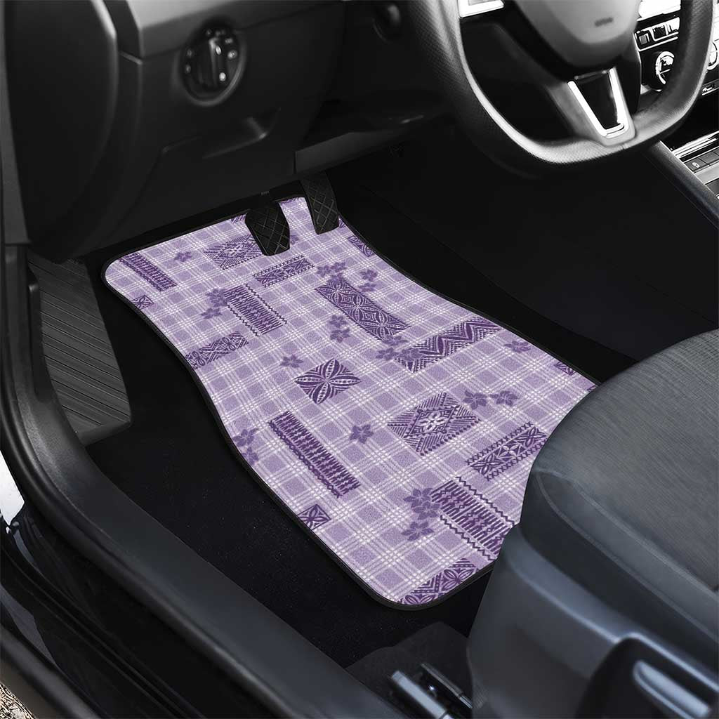 Hawaiian Quilt Tapa On Lilac Palaka Motifs Car Mats LT7 - Polynesian Pride