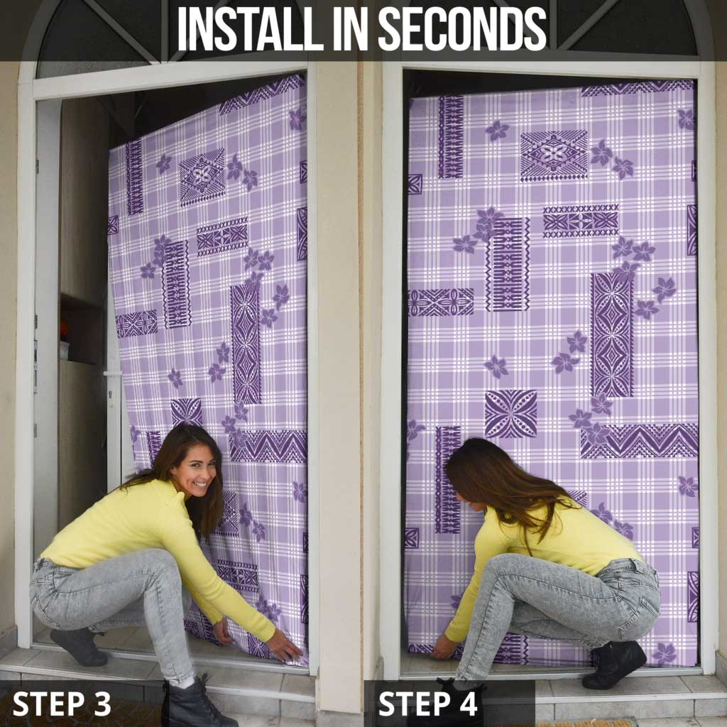 Hawaiian Quilt Tapa On Lilac Palaka Motifs Door Cover LT7 - Polynesian Pride