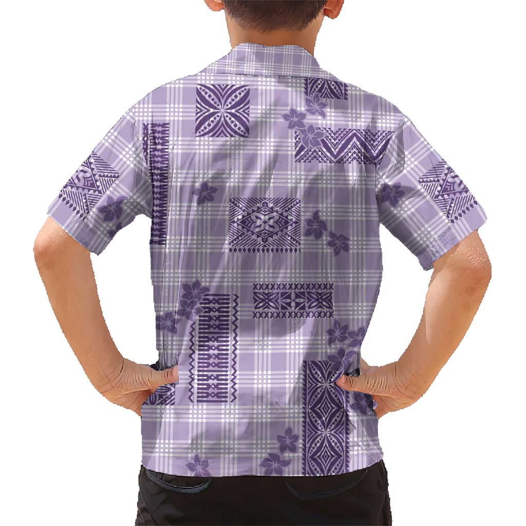 Hawaiian Quilt Tapa On Lilac Palaka Motifs Family Matching Long Sleeve Bodycon Dress and Hawaiian Shirt