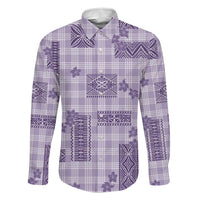 Hawaiian Quilt Tapa On Lilac Palaka Motifs Family Matching Long Sleeve Bodycon Dress and Hawaiian Shirt