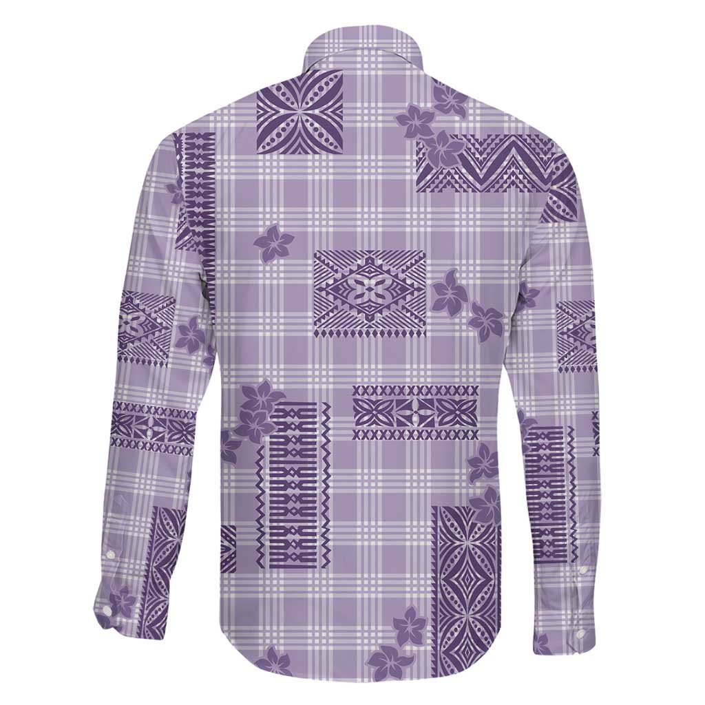 Hawaiian Quilt Tapa On Lilac Palaka Motifs Family Matching Long Sleeve Bodycon Dress and Hawaiian Shirt