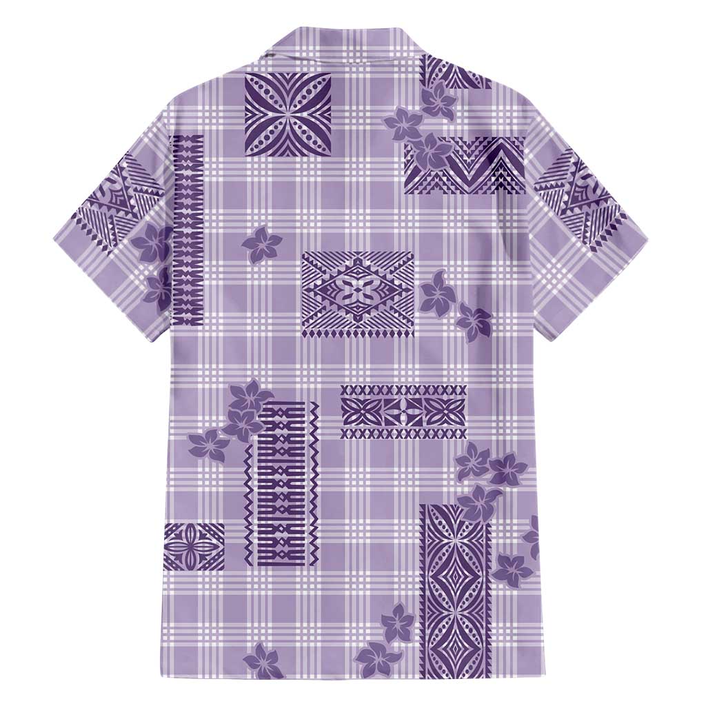 Hawaiian Quilt Tapa On Lilac Palaka Motifs Family Matching Off Shoulder Short Dress and Hawaiian Shirt