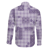 Hawaiian Quilt Tapa On Lilac Palaka Motifs Family Matching Off Shoulder Short Dress and Hawaiian Shirt