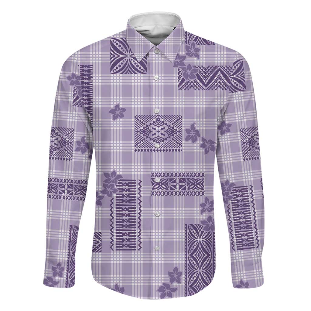 Hawaiian Quilt Tapa On Lilac Palaka Motifs Family Matching Short Sleeve Bodycon Dress and Hawaiian Shirt