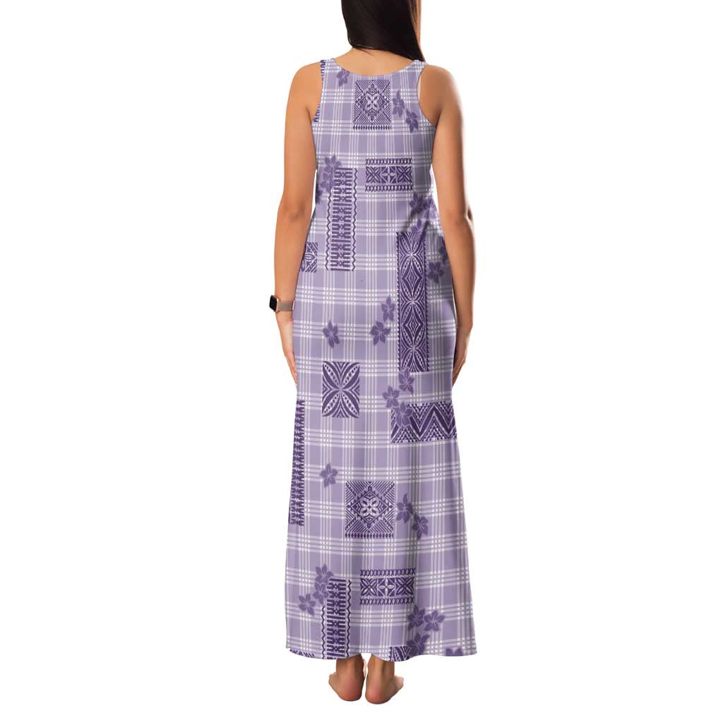 Hawaiian Quilt Tapa On Lilac Palaka Motifs Family Matching Tank Maxi Dress and Hawaiian Shirt