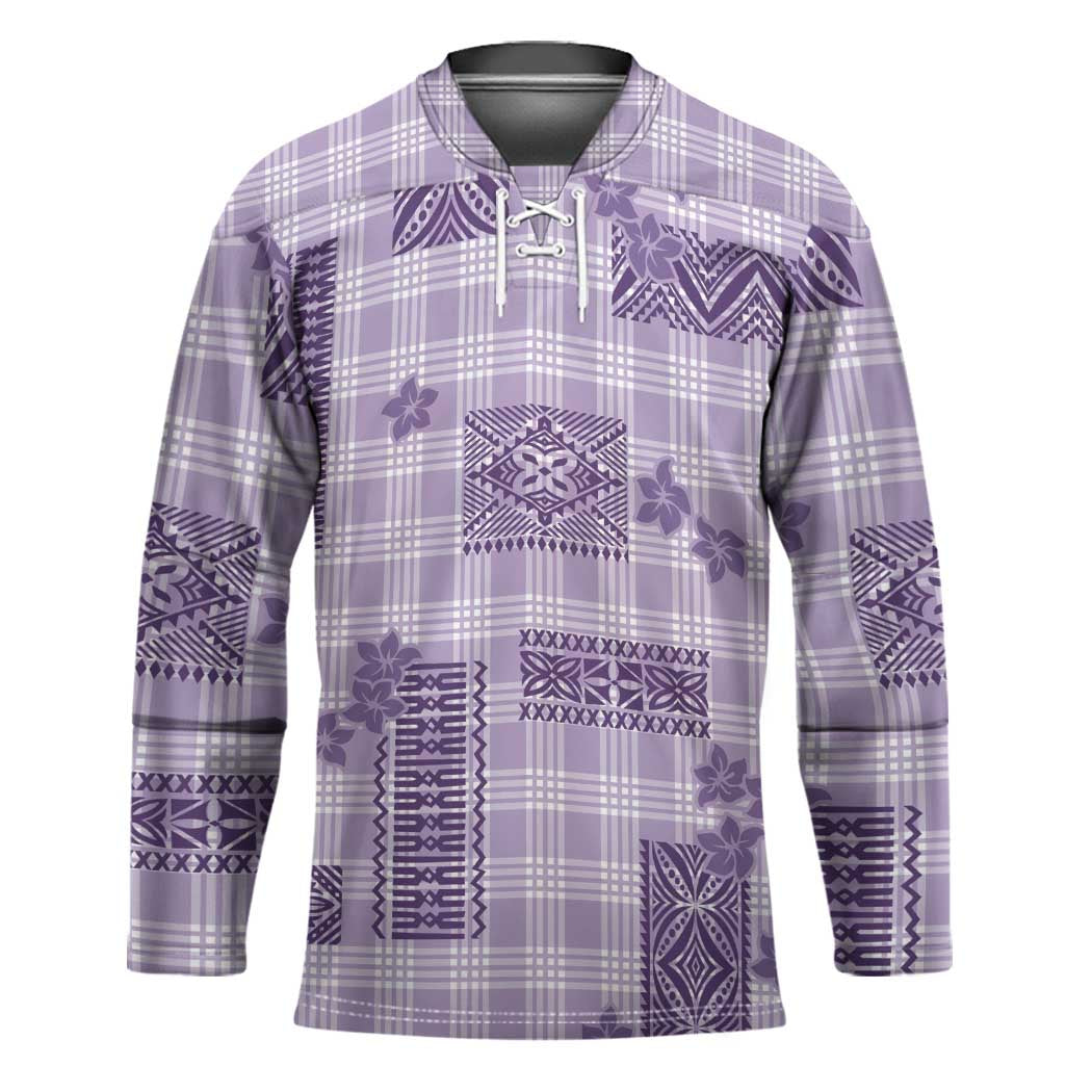 Hawaiian Quilt Tapa On Lilac Palaka Motifs Hockey Jersey LT7 Unisex Lilac - Polynesian Pride