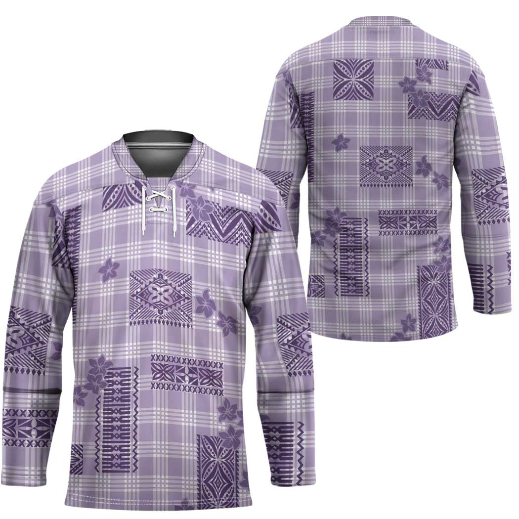 Hawaiian Quilt Tapa On Lilac Palaka Motifs Hockey Jersey LT7 - Polynesian Pride